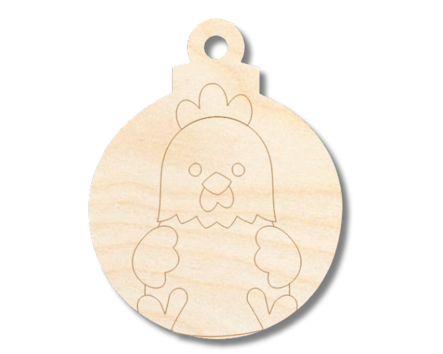 Unfinished Wood Etched Chicken Ornament Shape | Paint By Line Crafts | up to 30" DIY