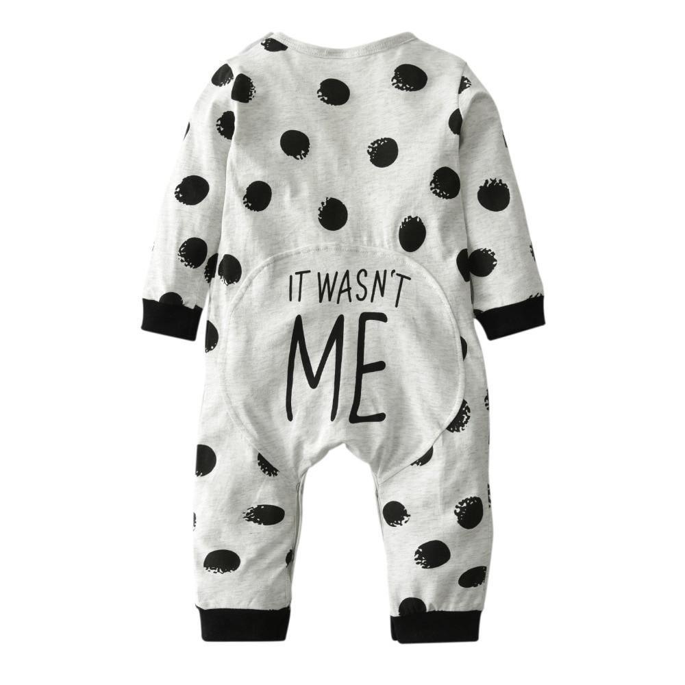 "It wasnt me " Baby Boy Girl Clothes Newborn Toddler Long-sleeved Dot jumpsuit Infant Clothing set Outfits